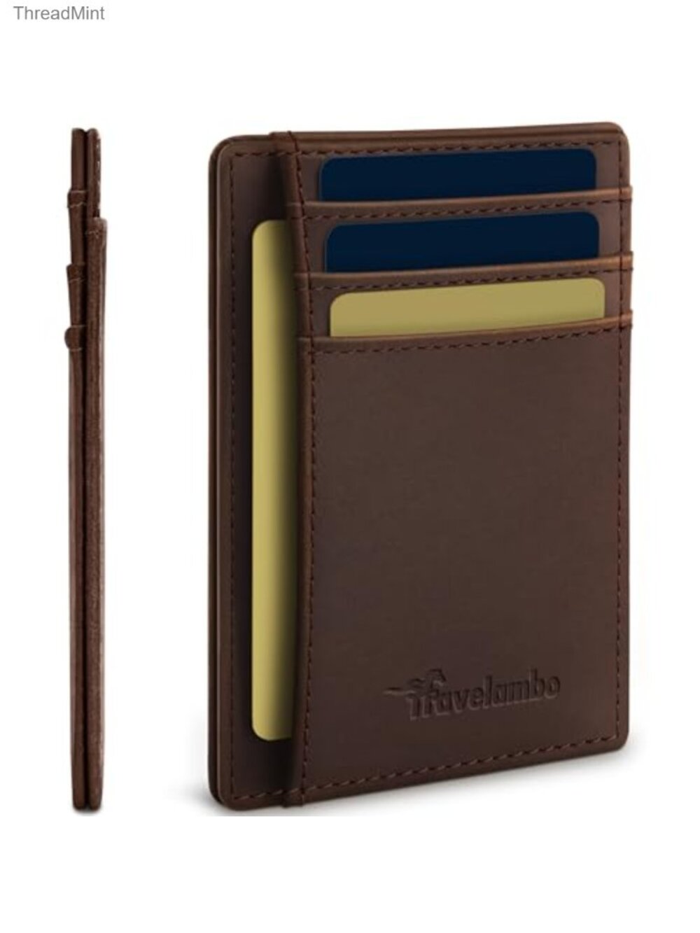 100% Genuine Leather Slim Minimalist RFID Wallet Credit Card Holder